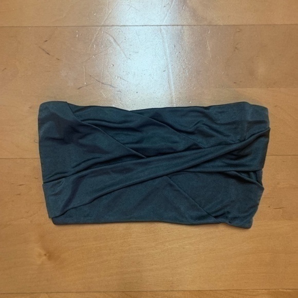 TopShop Dark Gray Slinky Bandeau Top Size 6 - Picture 2 of 6